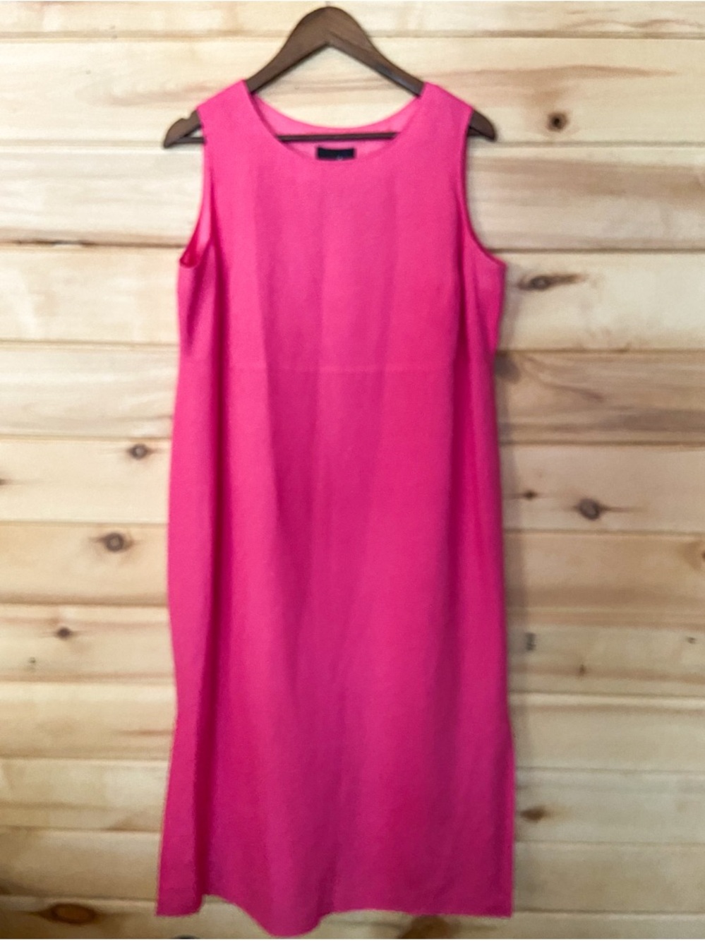 Positive Attitude Women’s Pink Lined Sleeveless Linen Blend Long Midi Dress EUC
